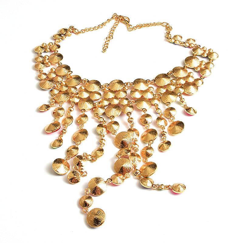 Fashion Necklace with Long Tassels and Diamonds