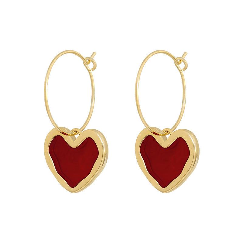 Versatile Heart Shape Earrings | Daily Wear Wine Red