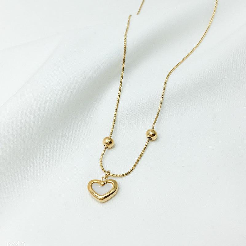 Shell Peach Heart Love Bracelet & Necklace | Daily Wear Necklace