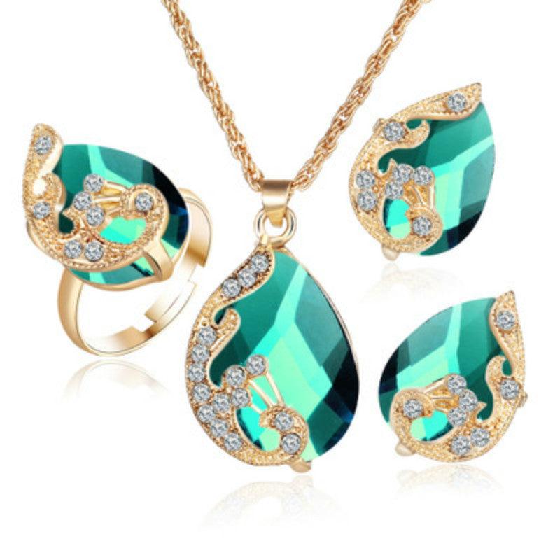 Rhinestone Jewelry Set | Daily Wear Collection Green