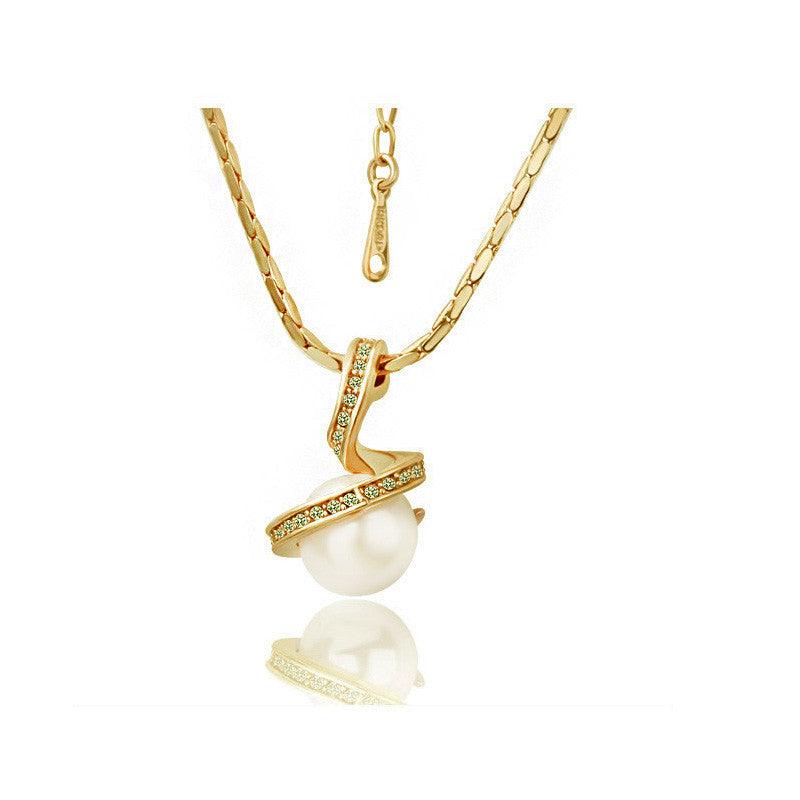 Twisted Snake Pearl Jewelry Set | Daily Wear Necklace Glod white