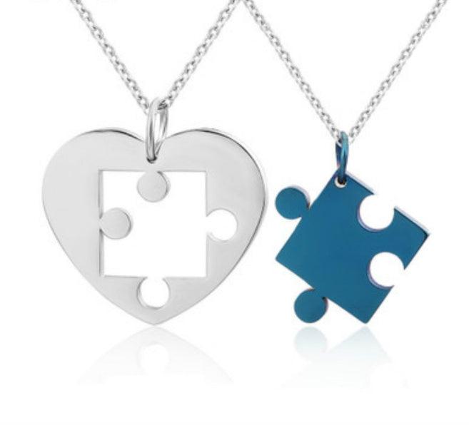 Love Pendant Necklace | Couple Jewelry Blue