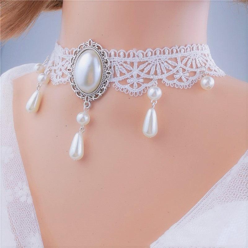 Multi-Layer Crystal Lace Necklace - Party Wear