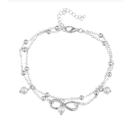 Beaded Trendy Anklet | Beach Wear Collection Silver