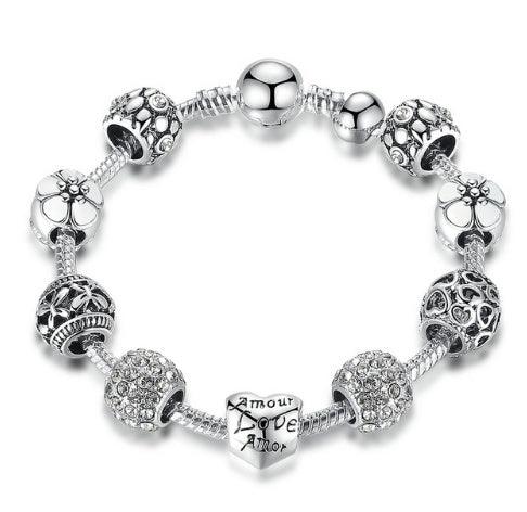 Elegant Silver Charm Bracelet | Fashion Jewelry White