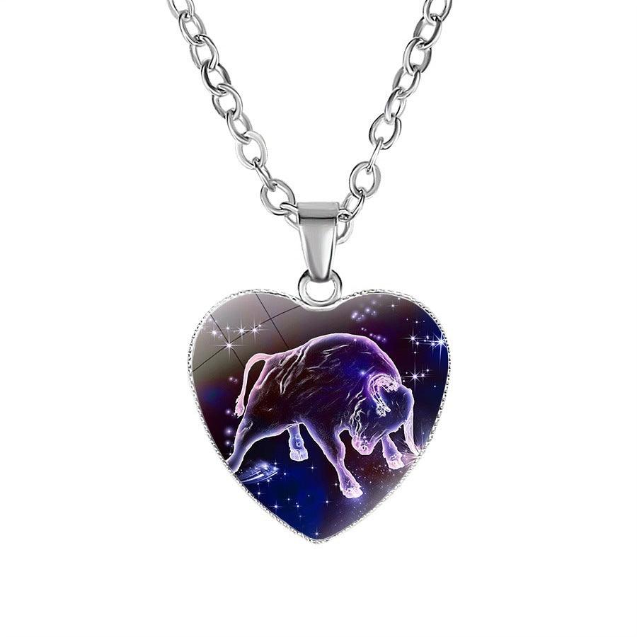 Women's Zodiac Heart Pendant Necklace | Fashion Jewelry Taurus
