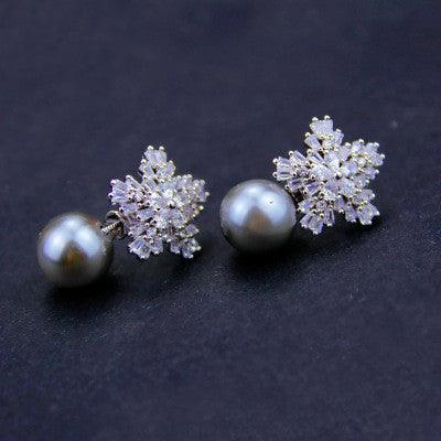 Elegant Snow Pearl Earrings | Daily Wear Grey