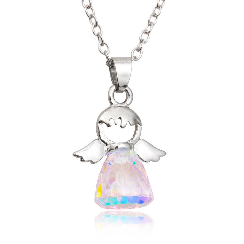 Crystal Little Angel Women's Necklace Fashion Jewelry silvery