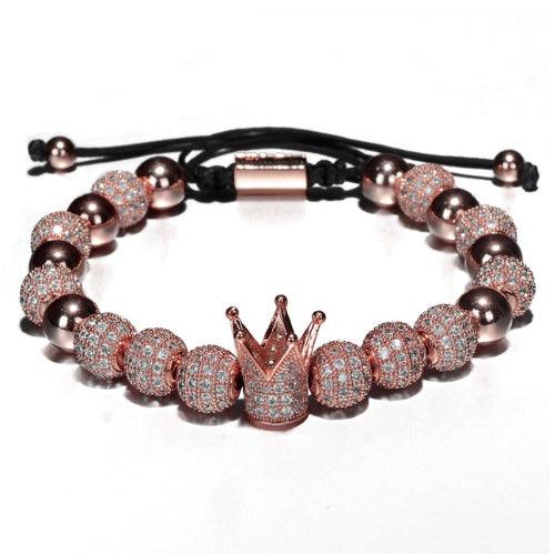 Luxurious Bracelets with Charms For Boyfriend | Fashion Collection Crown A Rose Gold