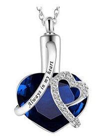 Heart-Shaped Pendant And Perfume Bottle Necklace Navy Blue