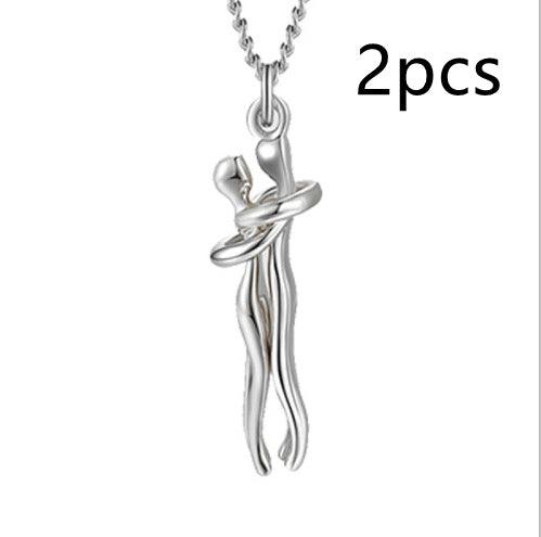 Love Hug Unisex Necklace | Fashion Jewelry Silver 2pcs
