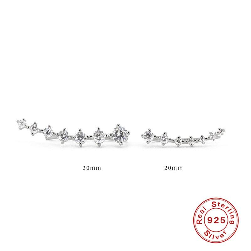 Single Row Diamond Ear Studs in S925 Sterling Silver 925 Sterling Silver