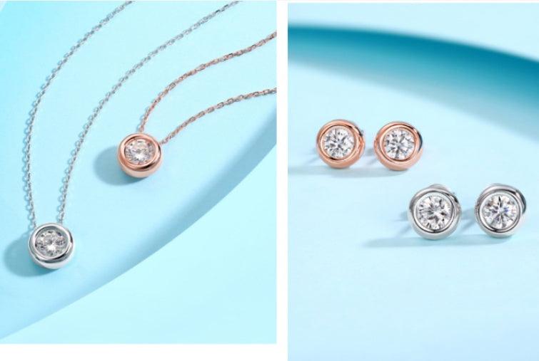 S925 Silver Inlaid Moissanite Jewelry Set
