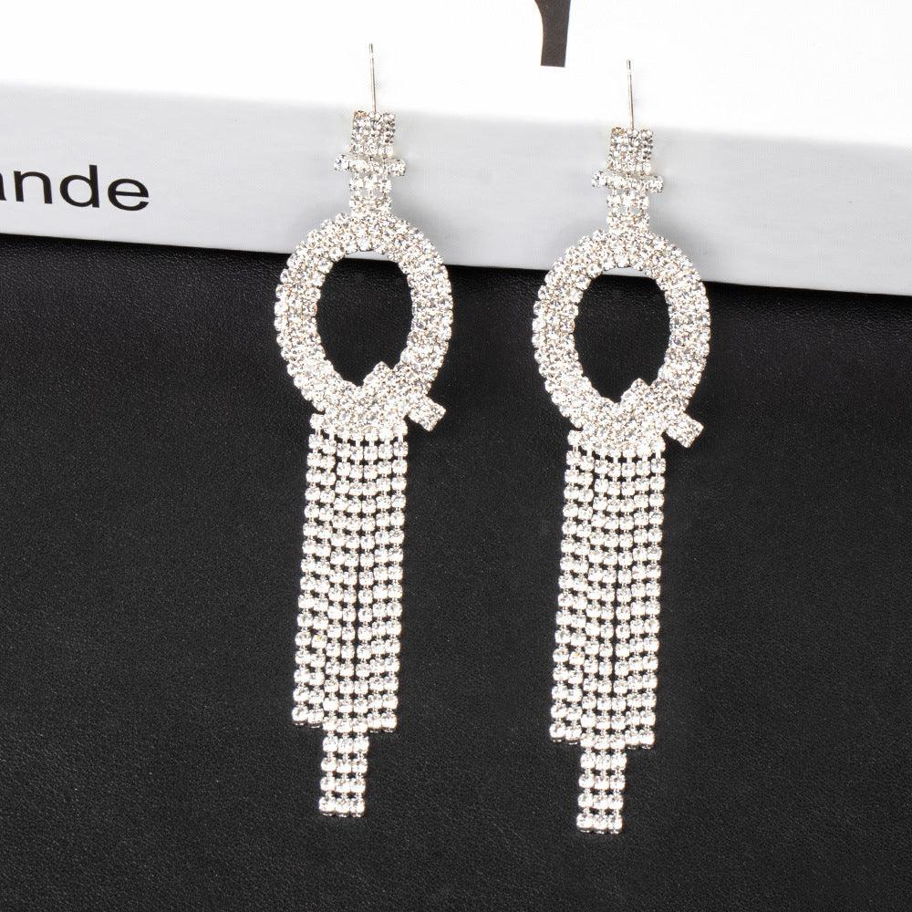 Silver Needle Rhinestone Letter B Earrings Silver Q