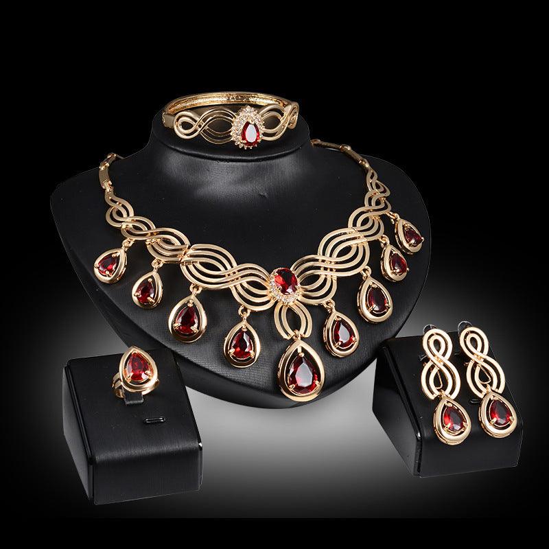 Fashion Gems Necklace and Earrings Jewelry Set | Party Wear A
