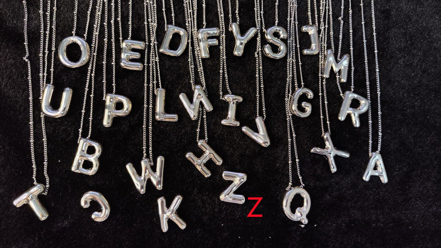 Glossy Letters Pendant Necklace | Fashion Wear Z Silvery