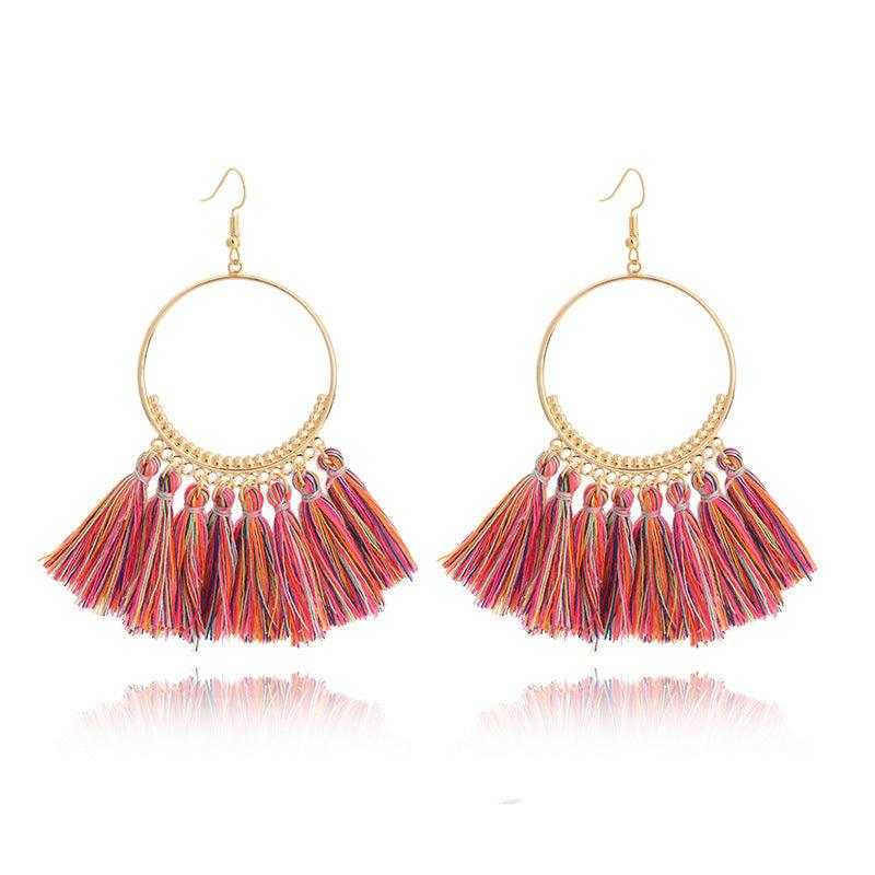 Big Round Drop Dangle Earrings | Beach Wear Red