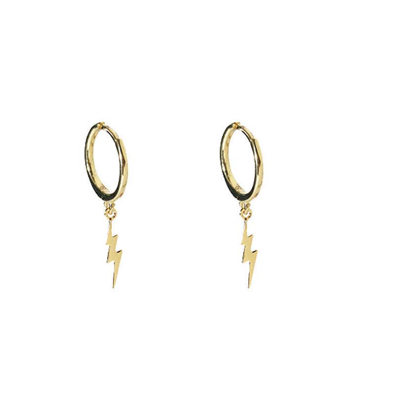 Lightning Sterling Silver Female Earrings Yellow gold 925 silver