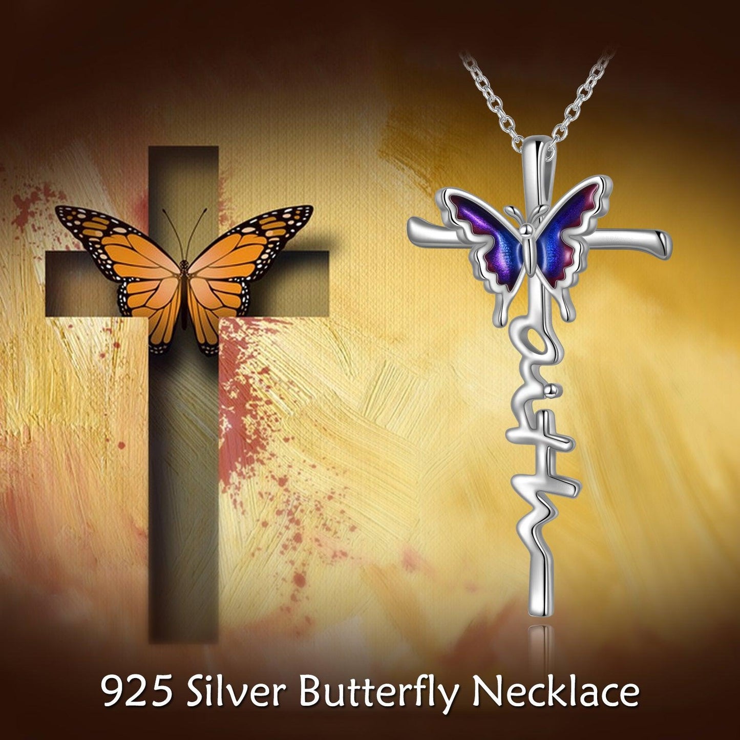 Butterfly Cross Necklace | Daily Wear