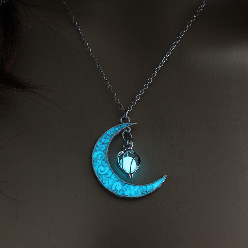 Glowing Pendant Silver Plated Necklace | Daily Wear Light Blue