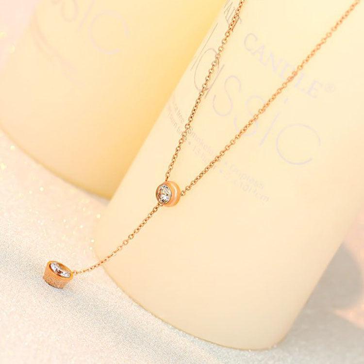 18K Rose Gold Drill Necklace - Daily Wear Gold