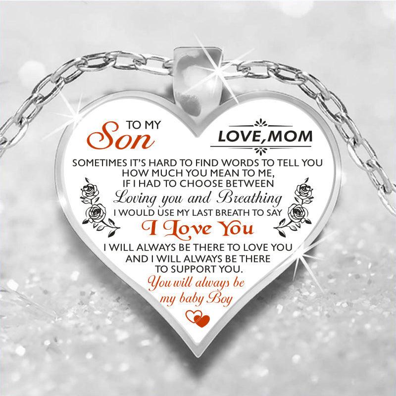 Peach Heart Sweater Chain Necklace Mom A