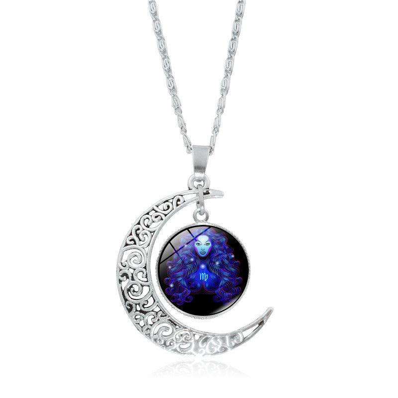12 Constellation Moon Pendant Necklace | Daily Wear