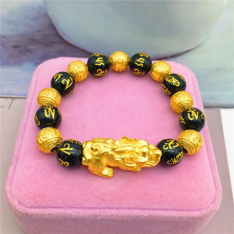 Vietnamese Gold-Plated Brave Bracelet | Unisex Daily Wear Six character beads