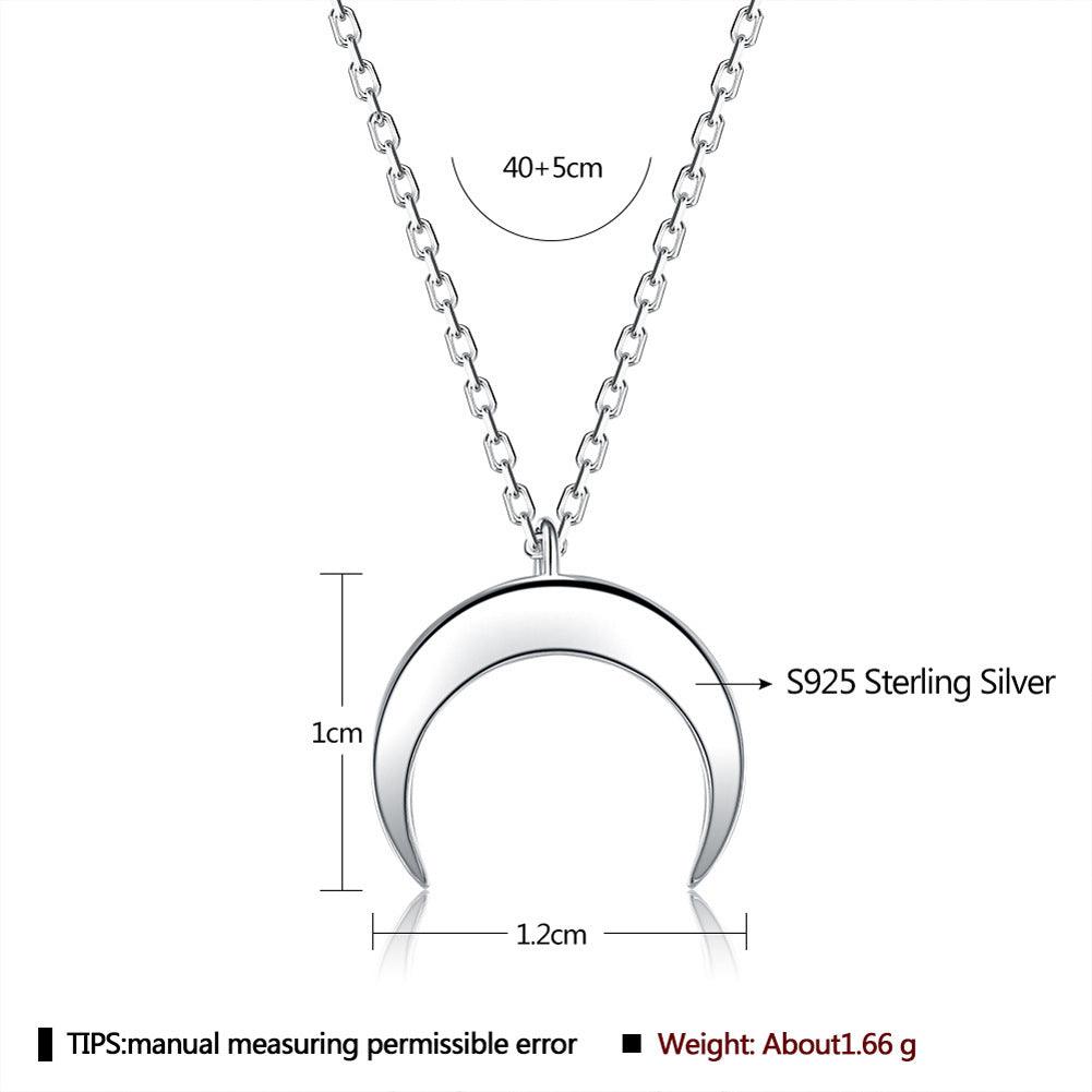 Moon Pendant Clavicle Chain In Sterling Silver | Daily Wear