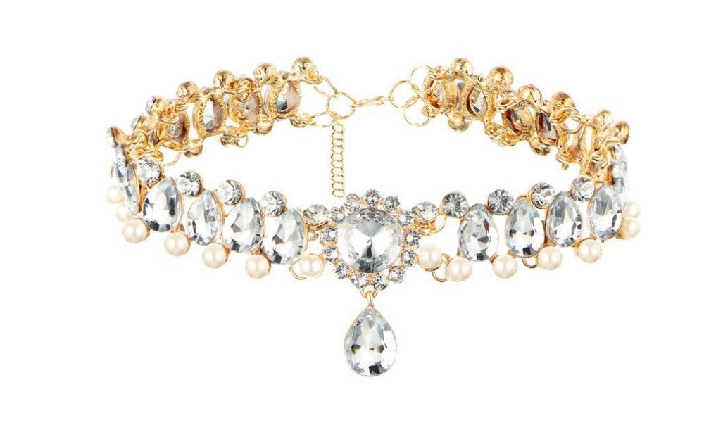Ocean Goddess Crystal Choker Necklace | Fashion Collection Gold