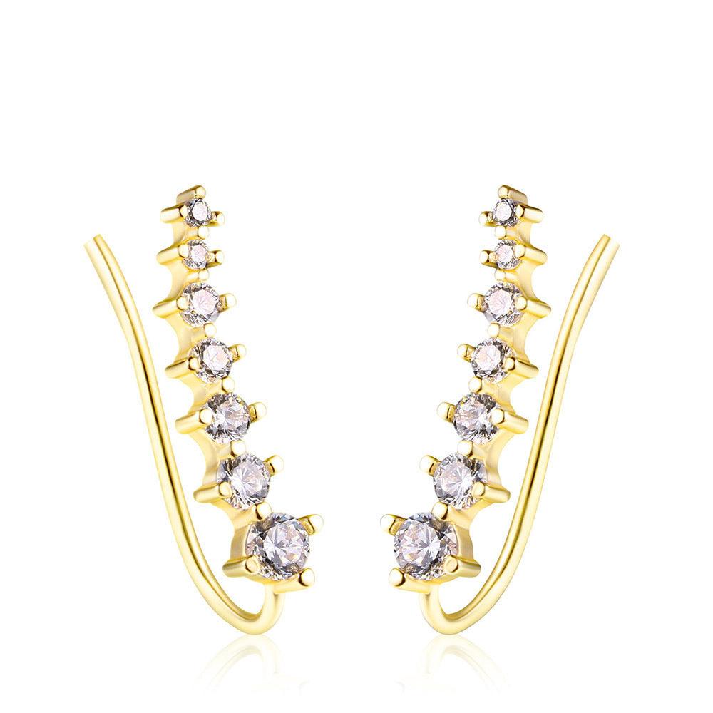Zircon Ear Hanging Jewelry - Daily Wear Gold White Diamond