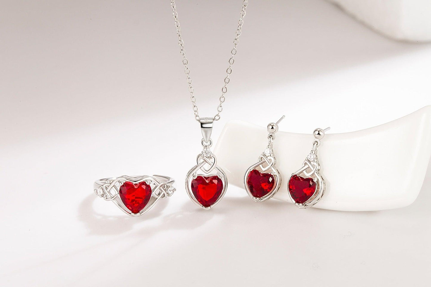 Heart-shaped Ruby Jewelry Suite | Daily Wear
