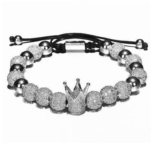 Luxurious Bracelets with Charms For Boyfriend | Fashion Collection Crown A Silver