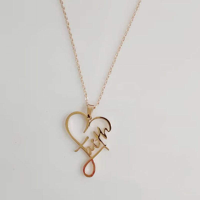 European Necklace Heart Of Faith Pendant Jewelry Rose Gold