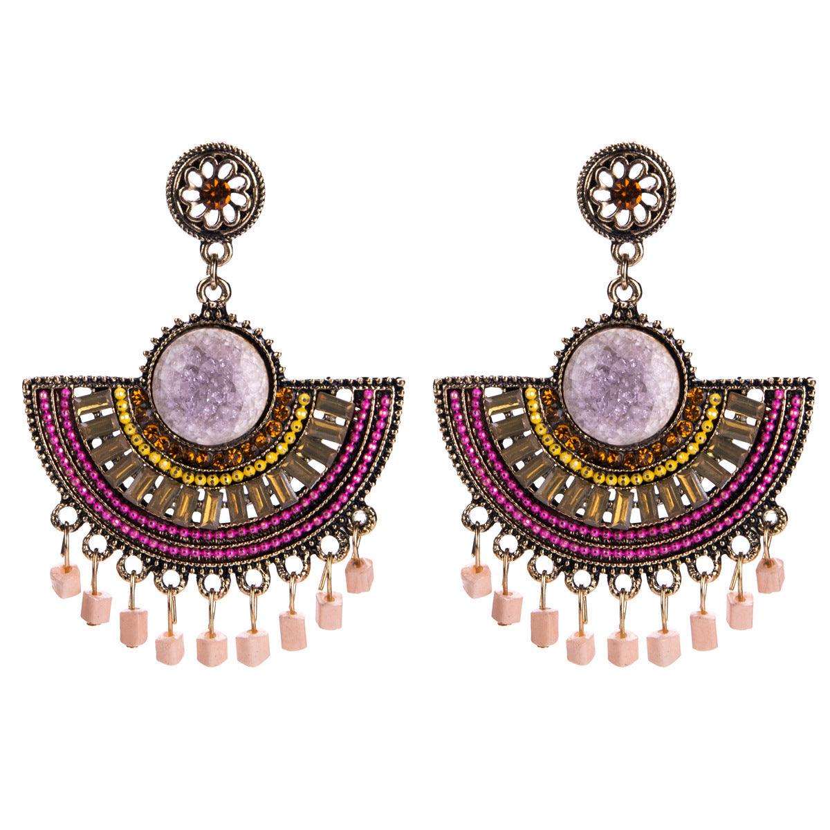 Elegant Bohemian Tassel Earrings For Women Pink