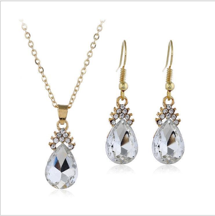 Diamond Crystal Necklace Earrings Set | Daily Wear B