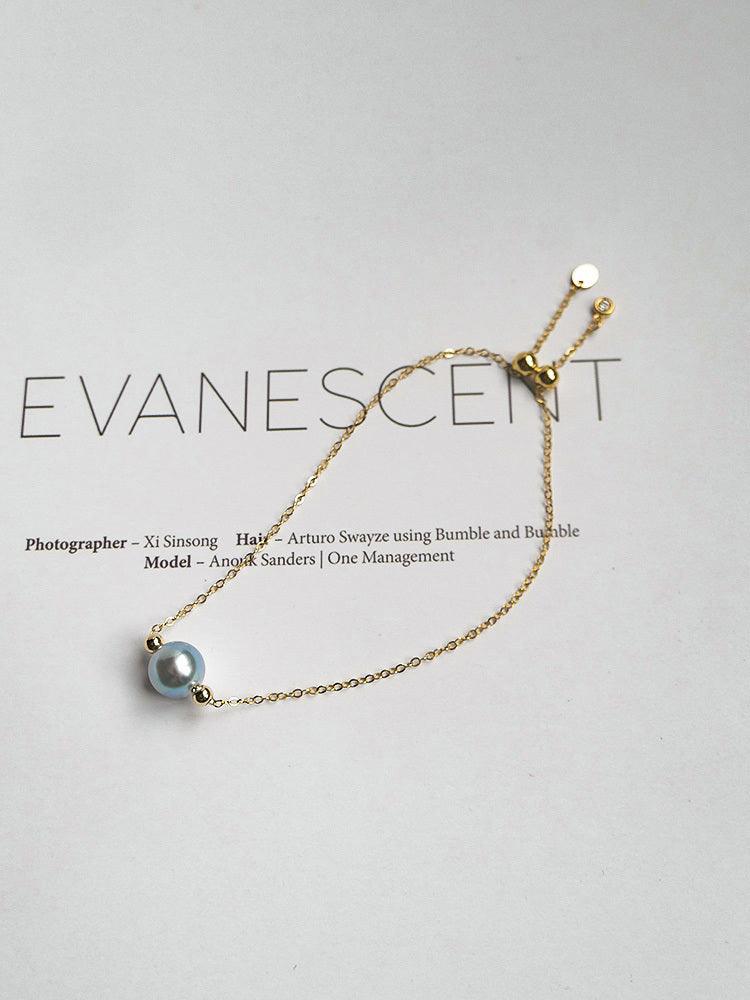 Seawater Pearl 14K Gold Bracelet | Daily Wear Blue Grey