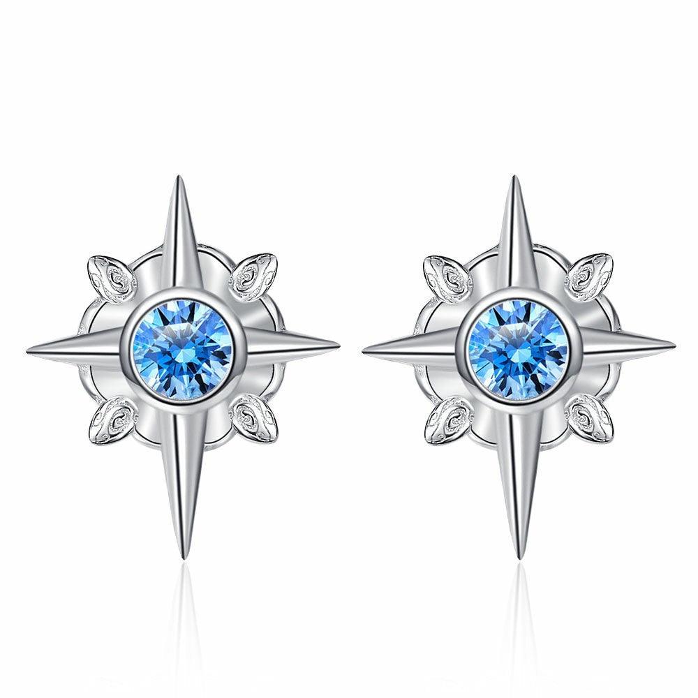 Special-interest Design 925 Sterling Silver Hexagram Stud Earrings