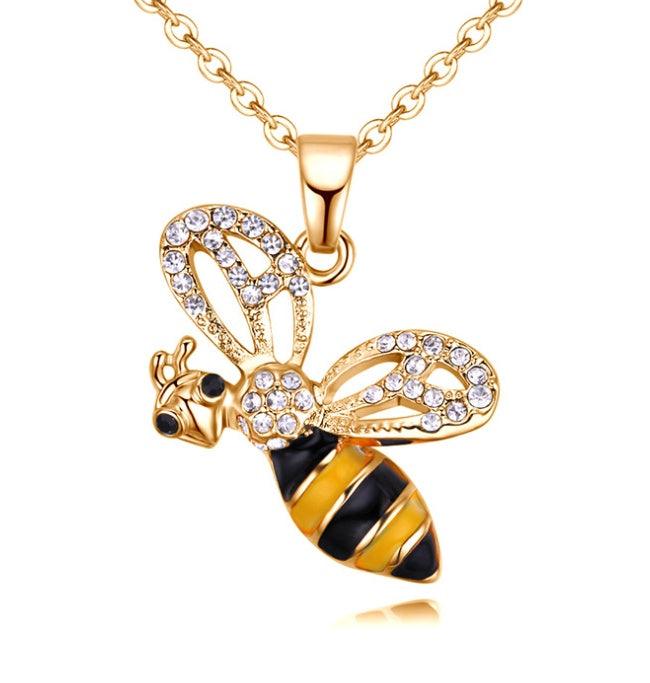 Summer Lady Bee Pendant Necklace Yellow-A