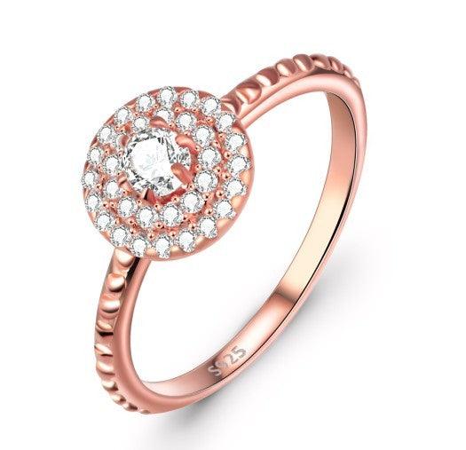 Sterling Silver Diamante Ring | Daily Wear Rose Gold