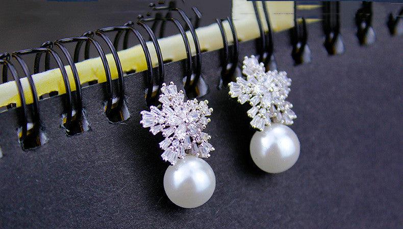 Elegant Snow Pearl Earrings | Daily Wear White
