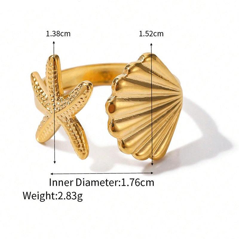 Women's Fashion Jewelry Set | Daily Wear Shell Ring 18K