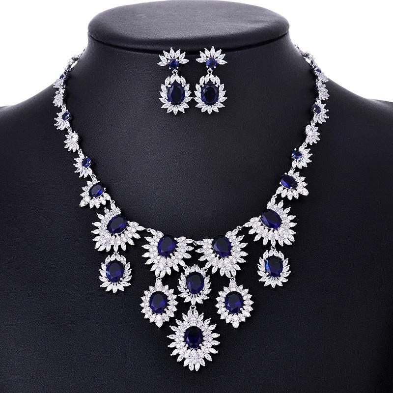 Colorful Zircon Bridal Wedding Set | Wedding Collection Blue