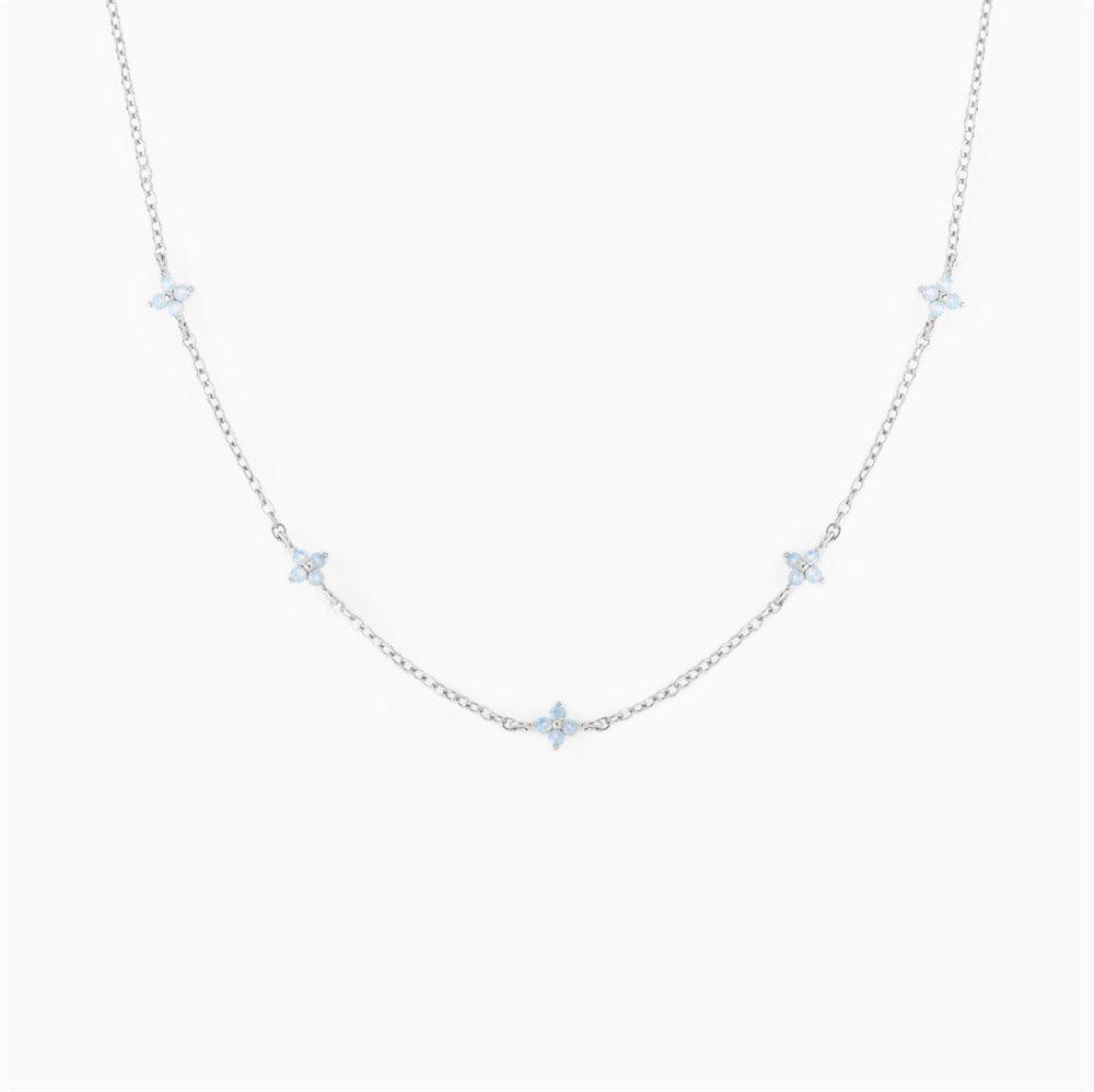 Blue Flower Necklace - Beach Wear Silver Blue Flower