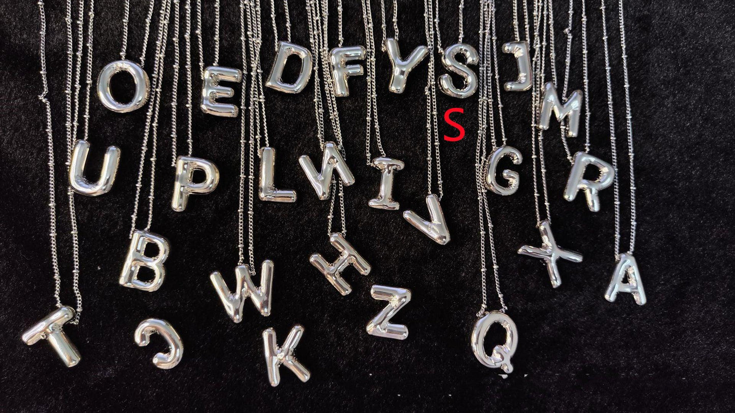 Glossy Letters Pendant Necklace | Fashion Wear S Silvery