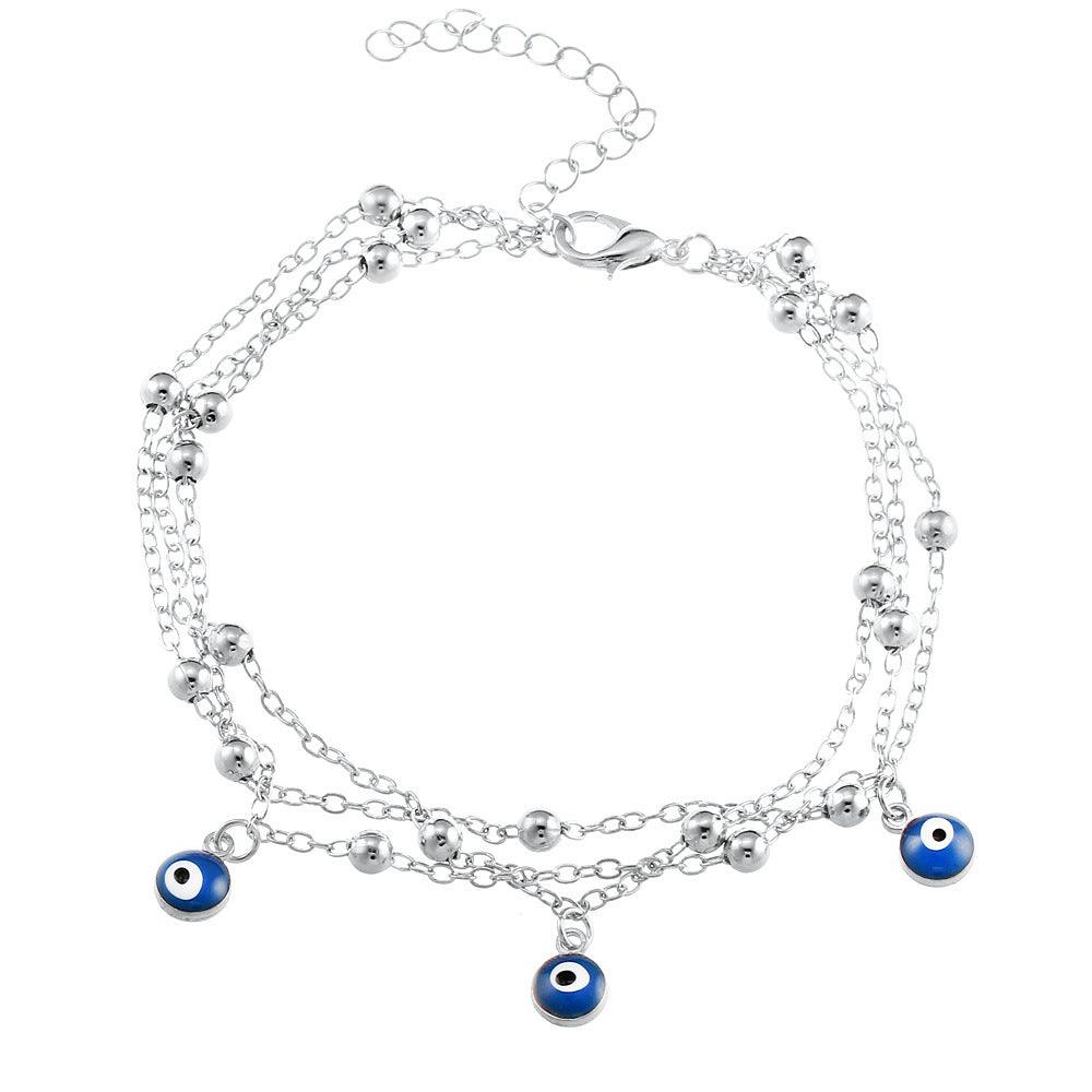 Bead Chain Beach Anklet | Beach Wear Silver