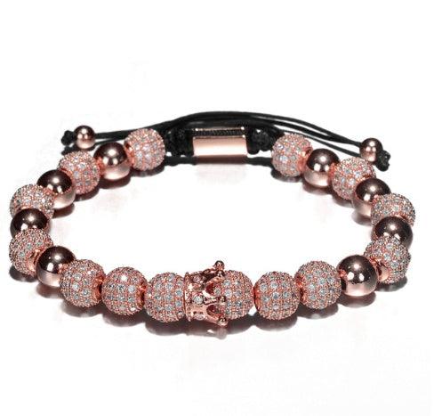 Luxurious Bracelets with Charms For Boyfriend | Fashion Collection Crown B Rose Gold
