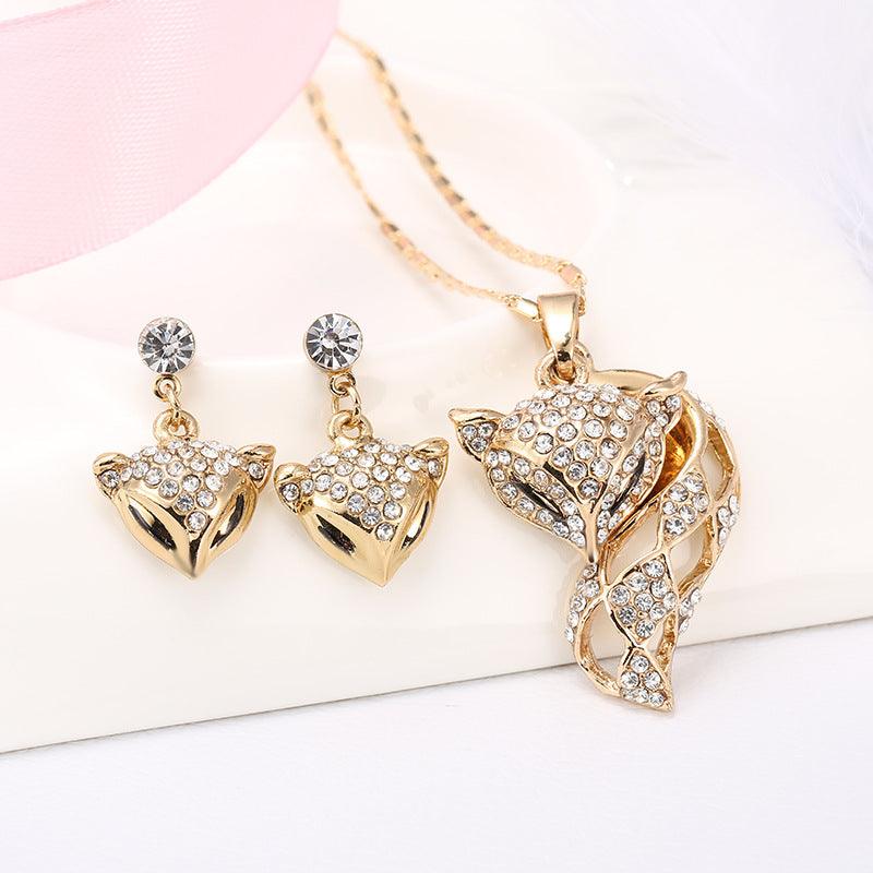 Fox Necklace and Earrings Set