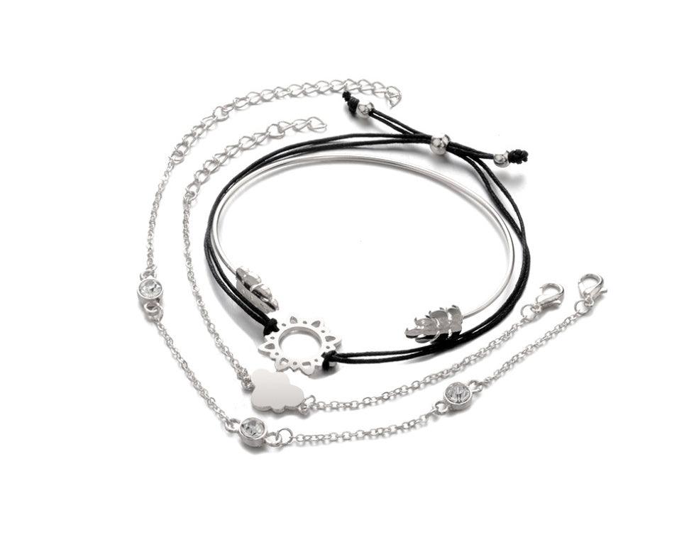 Crystal Daily Wear Bracelets Set | BoldlyBeautifuls Silver 5
