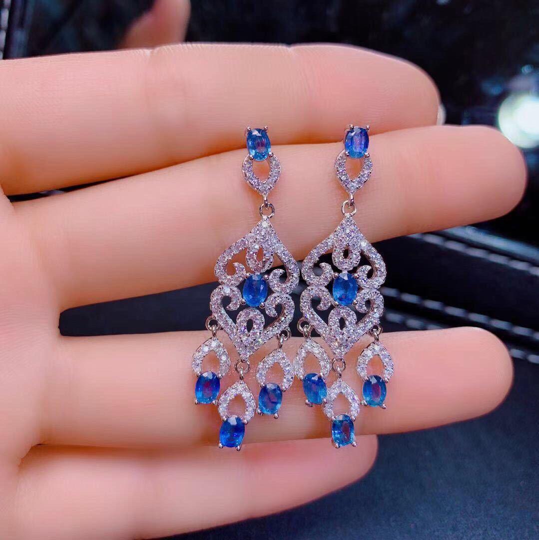 S925 Silver - Sri Lankan Sapphire Earrings